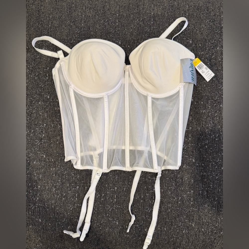 Women’s Carnival Corset 44C New White Bra Sheer New With Tags